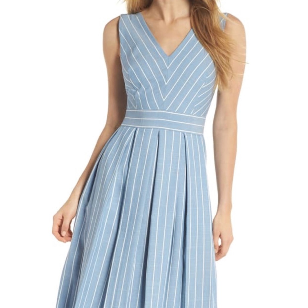 GalMeetsGlam blue tripe dress with bow size 8